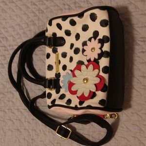 Betsey Johnson Pastel Flowers and Polka Pattern. Use Handles Or As Crossbody.
